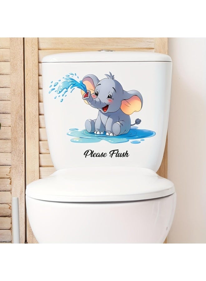 Toilet Wall Stickers Cute Elephant Please Flush Funny Toilet Lid Wall Decals Kid Bathroom Toilet Seat Lid Cover Decor Decal Peel and Stick Restroom Waterproof Wall Art Decor 9.06in*11.02in - Image 3